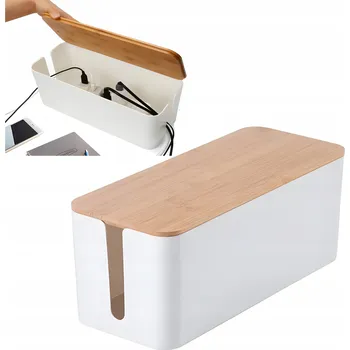 IP kamera Organizér na prodlužovací kabel, lištu, kryt na kabely bílý + dřevo - L