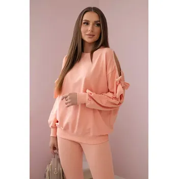 Sada mikiny s mašlí na rukávech a legínách losos UNI