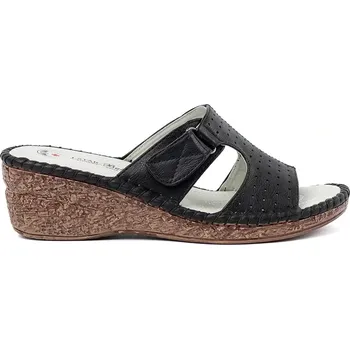 Dámské žabky Pěkné nazouváky dámské černé na klínku 38