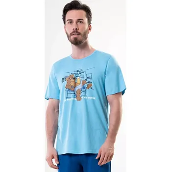 Pánské pyžamo Pánské pyžamo šortky Boss světle tyrkysová M