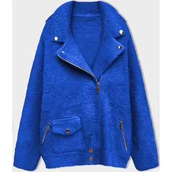 Krátká vlněná bunda typu "alpaka" v chrpové barvě (553) odcienie niebieskiego ONE SIZE