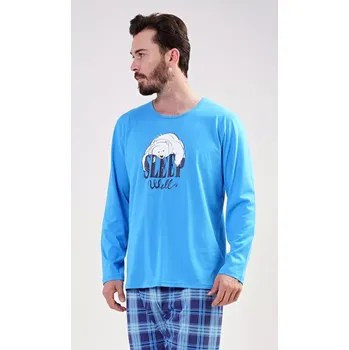 Pánské pyžamo Pánské pyžamo dlouhé Sleep well modrá XXL