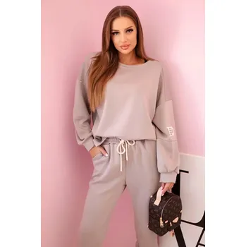 Komplet teplákové + kalhoty máslová látka tmavě béžová UNI