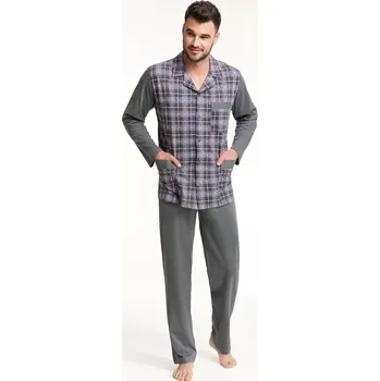 Pánské pyžamo Pánské rozepínané pyžamo Luna 797 3XL-4XL modrá 3xl