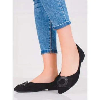 Dámské baleríny Trendy černé dámské baleríny bez podpatku 36