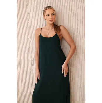 Dámské šaty Dlouhé šaty bez ramínek tmavě zelená UNI