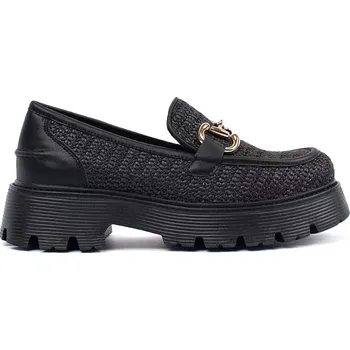 Dámské mokasíny Komfortní mokasíny dámské černé platforma 39