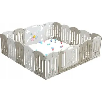 Dětská ohrádka SKLÁDACÍ MODULOVÁ OHRÁDKA PRO DĚTI SUCHÝ BAZÉN 16+2 ŠEDO-BÍLÁ 195,5*189,5*63 CM ŠEDO-BÍLÁ