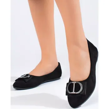 Dámské baleríny Zajímavé černé dámské baleríny bez podpatku 36