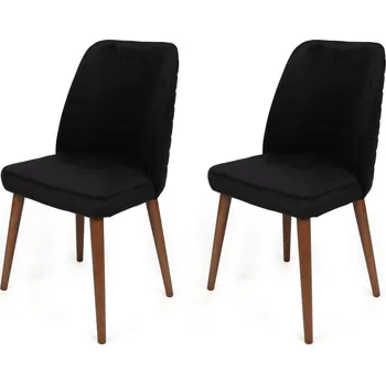 Jídelní židle Sada jídelních židlí Tutku Black and Walnut, 2 ks, černá