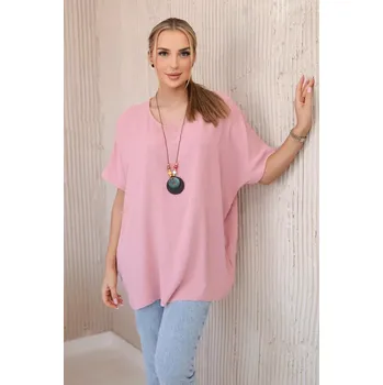 Oversized halenka s přívěskem tmavě růžová UNI