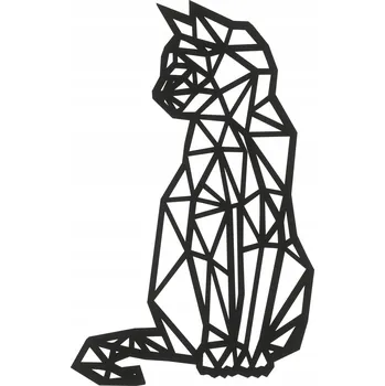 Obraz NÁSTĚNNÁ DEKORACE ČERNÁ KOČKA KOČIČKA NA ZEĎ OBRAZ AŽUR DEKORACE DESKA HDF