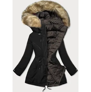 Černo-hnědá oboustranná dámská bunda (w555) odstíny hnědé XXL (44)