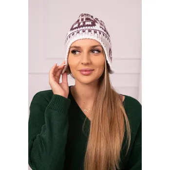 Čepice Dámská čepice Maryla K406 vínová+bílá+béžová UNI