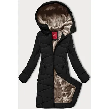 Dámská bunda Černá dámská zimní bunda s kožešinovou podšívkou LHD (LHD-24578) odstíny černé XXL (44)