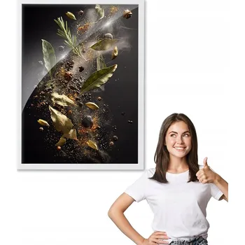 Obraz Obraz s rámem vzor KOŘENÍ DO KUCHYNĚ bílý rámeček 40x50 do kuchyně jídelny