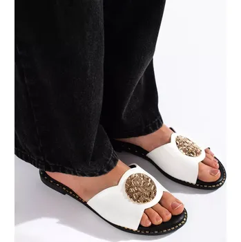 Dámské žabky Exkluzívní dámské nazouváky bílé bez podpatku 36