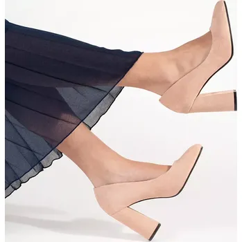 Dámské lodičky Praktické lodičky dámské hnědé na širokém podpatku 35