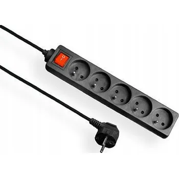 Napájecí kabel Prodlužovací Kabel kabel Elgotech s přepěťovou ochranou 3 m, 5 ks černý