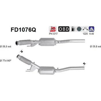 Filtr pevných částic Filtr sazových částic, výfukový systém AS FD1076Q