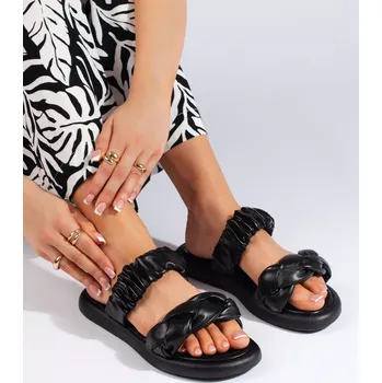 Dámské žabky Trendy černé dámské nazouváky bez podpatku 36