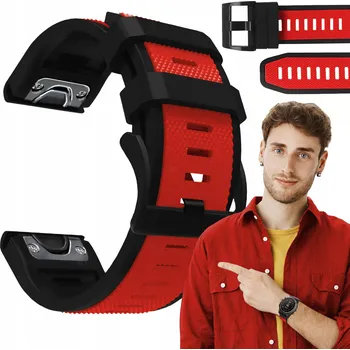 Řemínek na hodinky Řemínek QuickFit pro Garmin Fenix 8 51 mm chytré hodinky červeno-černý řemínek