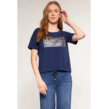 Dámské tričko Dámské tričko s ozdobným panelem TSH0083-013 tmavě modrá - Monnari XXL