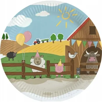Party nádobí Narozeninové talířky Farma 23cm 8ks Narozeniny