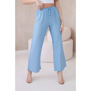Viskózové kalhoty se širokými nohavicemi modrý UNI