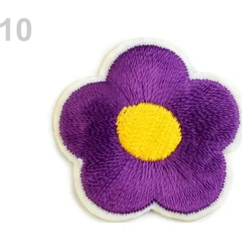 Textilní nažehlovací páska Nažehlovačka vyšívaný květ - 10 fialová purpura