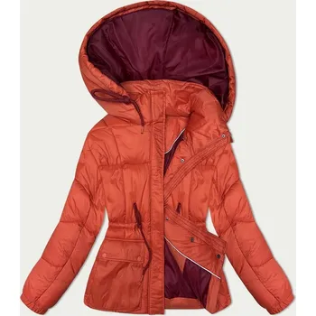 Dámská zimní prošívaná bunda v korálové barvě s odepínací kapucí (15200) odstíny červené S (36)