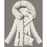 Dámská prošívaná bunda v barvě ecru pro přechodné období s kožešinou u kapuce S'west (B8301-26) odstíny bílé L (40)