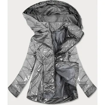 Stříbrná lesklá prošívaná dámská bunda (B9573) odstíny šedé 48