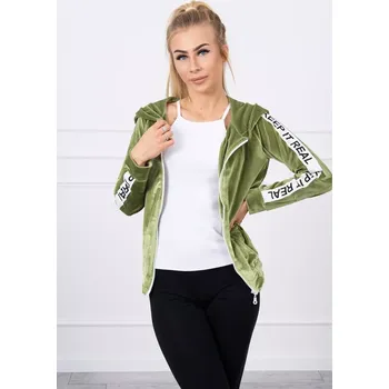 Dámská mikina Velurová mikina s kapucí zelená UNI