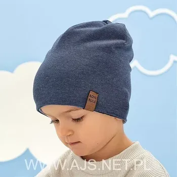 Čepice AJS 50-086 oboustranná dětská čepice tmavě modrá 48-50 cm