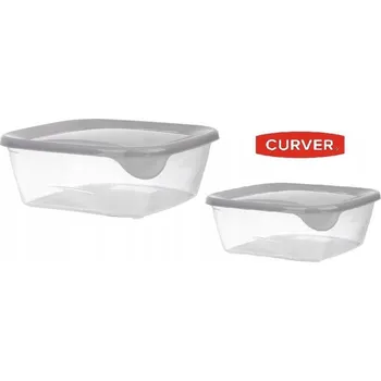 Dóza na potraviny CURVER FRESH&GO SADA PLASTOVÝCH ČTVERCOVÝCH DÓZ ŠEDÁ 0,8+1,7L