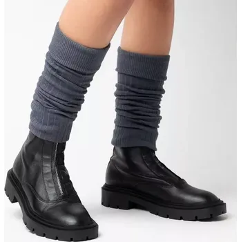 Dámské punčochy Dámské bavlněné štulpny 092 - tmavě šedá