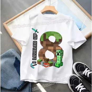 Dívčí tričko Minecraft Narozeninové tričko s číslovkou "Minecraft" - bílé Číslovka: 8, Velikost: 150