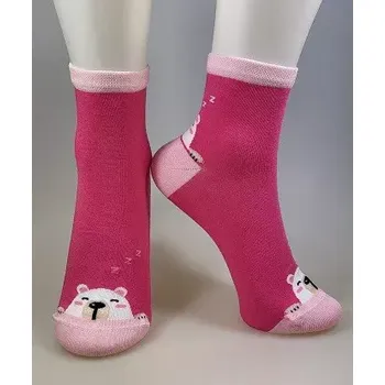Dámské punčochy Dámské ponožky Spící medvídek - 34-38 / růžová