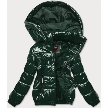Lesklá zelená dámská bunda se stahovacím lemem (LD7250BIG) zelená 46