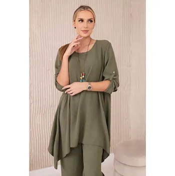 Dámská halenka Sada halenky + kalhot s přívěskem světlo khaki UNI