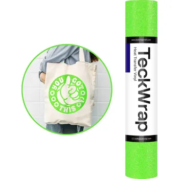 Samolepící dekorace TeckWrap Glitter HTV - Neon Green Velikost: 30,5 x 30 cm