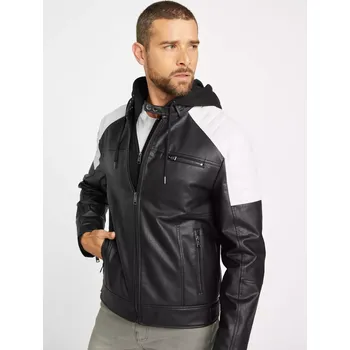 Pánská parka GUESS pánská koženková bunda Davino černo bílá M