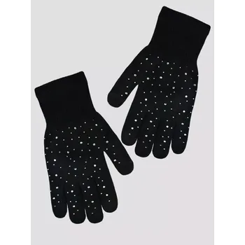 Rukavice Dámské pletené rukavice Silver RZ010 - 21 cm / černá/stříbrná