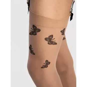 Dámské punčochy Punčochy na podvazkový pás Farfalle 20 DEN - 3 (M) / černá/natural