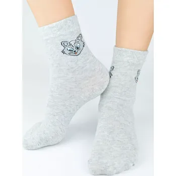 Dívčí ponožky Kočičky N - 31-34 / světle šedý melír
