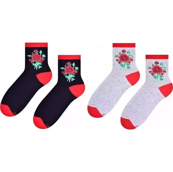 Dámské ponožky Dámské ponožky Lowiczké máky - 38-40 / světle šedá