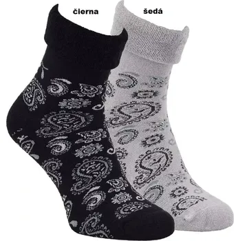 Dámské punčochy Bambusové froté ponožky Ornament - 35-38 / černá