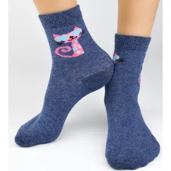 Dámské punčochy Dívčí ponožky Kočičky N - 35-38 / jeansová