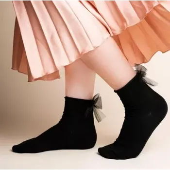 Dámské ponožky Dámské ponožky s mašlí 168 - 38-40 / černá